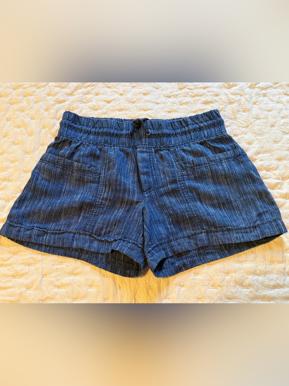 Athleta Cabo Linen Shorts (Blue, Size 4)